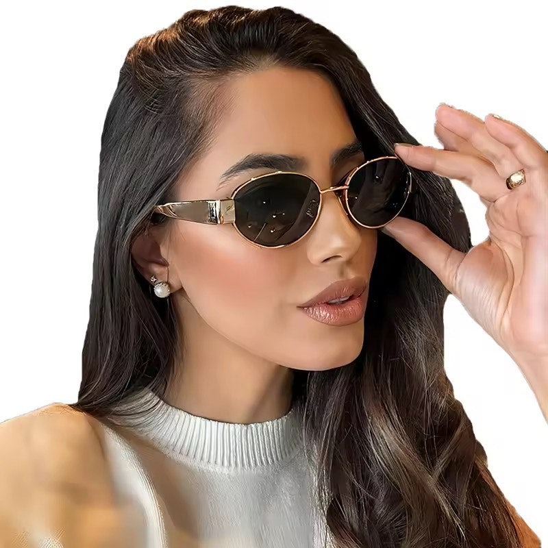 Oval Sunglasses UV400 Protection Metal Frame Women Classic Vintage