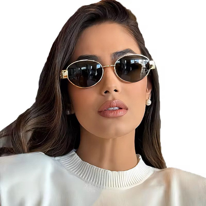 Oval Sunglasses UV400 Protection Metal Frame Women Classic Vintage