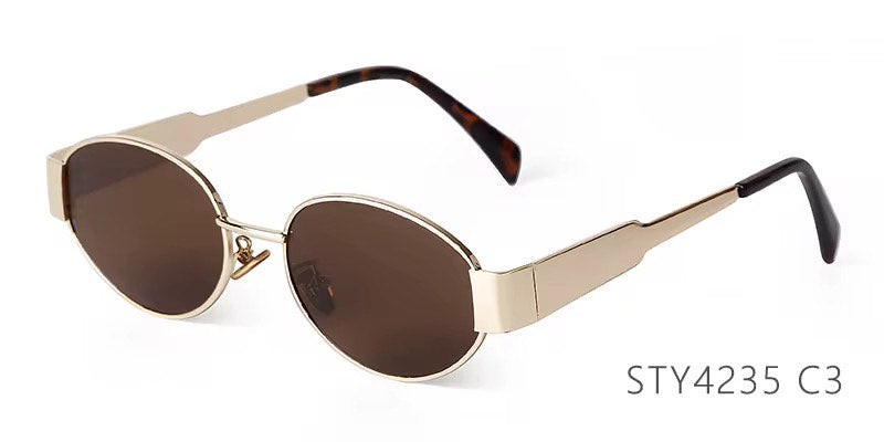 Oval Sunglasses UV400 Protection Metal Frame Women Classic Vintage