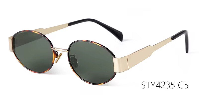 Oval Sunglasses UV400 Protection Metal Frame Women Classic Vintage