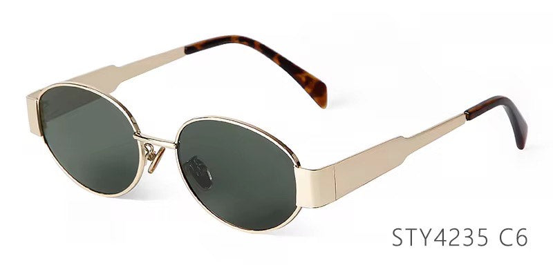 Oval Sunglasses UV400 Protection Metal Frame Women Classic Vintage
