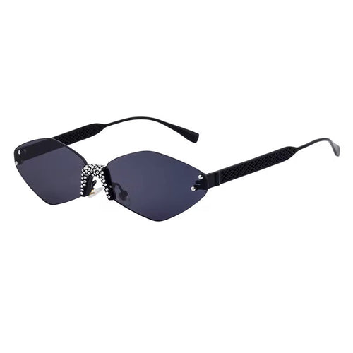 Diamond Cut Rimless women Sunglasses UV400 Protection Rhinestone Inlaid Diamond Fashion Shades