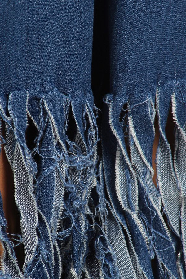 High Waist Stretch Bell Bottom with Fringed Hem Jeans